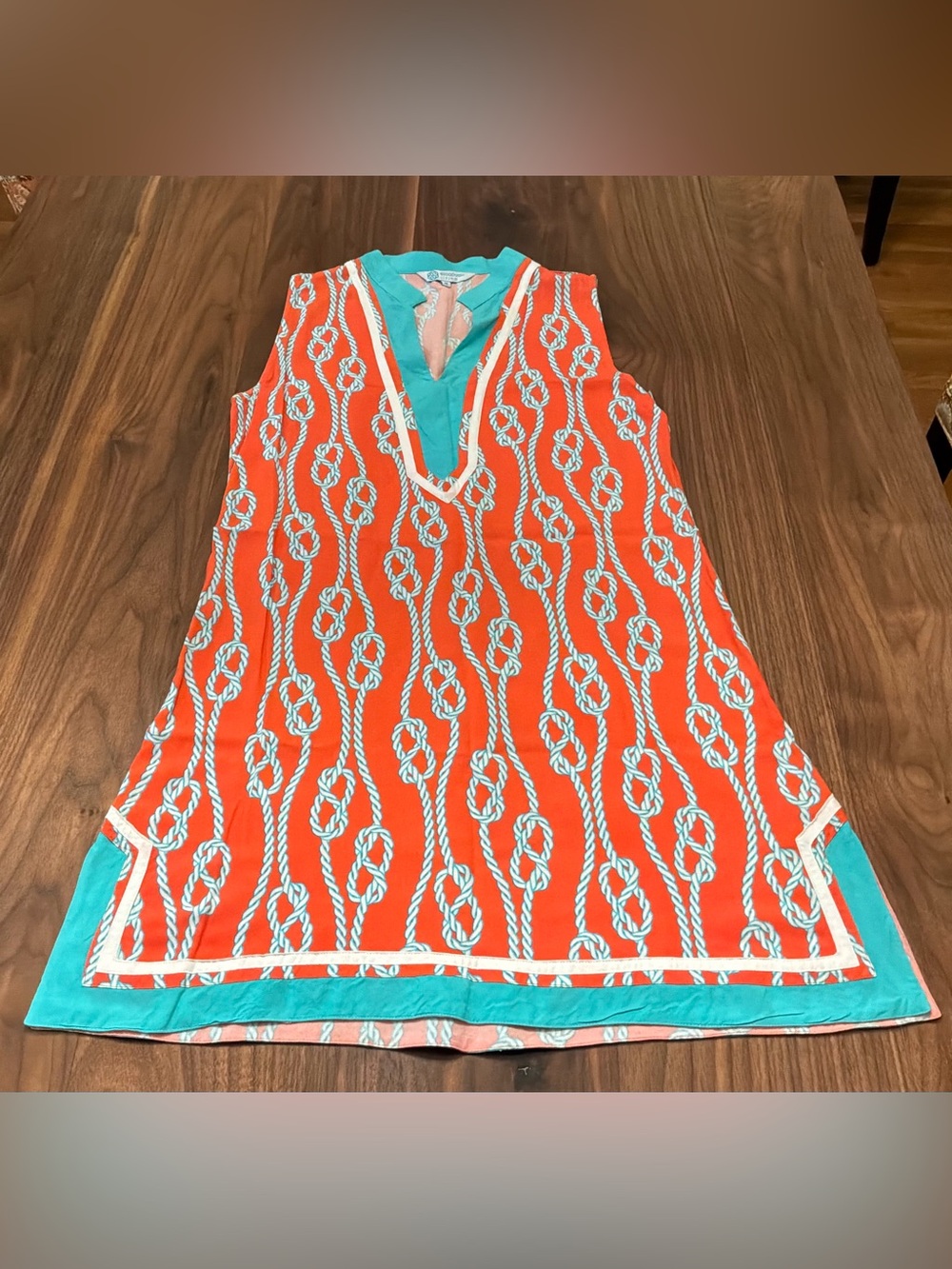 Ladies Escapada Orange and Teal Sleeveless Nautical Tunic Dress Size M